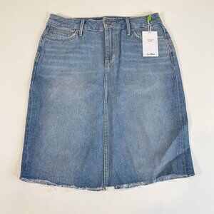Sam Edelman Womens Riley Denim Straight Pencil Skirt‎ Blue 28 Raw Hem Denim New